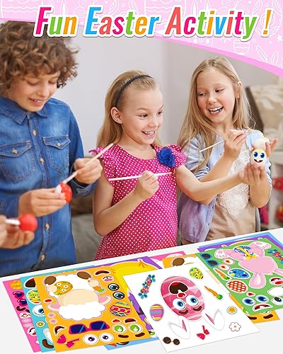Miniatura 2 de 36 hojas de calcomanías de Pascua para niños pequeños, rellenos de cesta de Pascua, huevos de Pascua, decoración de conejos, actividades de Pascua,