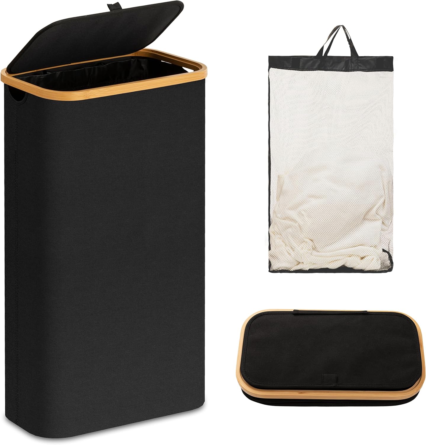 UBBCARE Laundry Hamper with Lid, 60L Slim Laundry Hamper