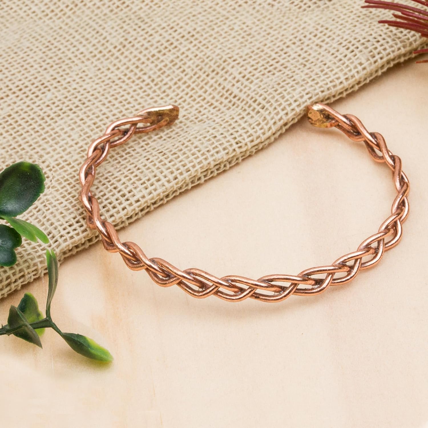 NOVICA Artisan Handcrafted Copper Cuff Bracelet Braided from Mexico Recycled [5 in L (end to End) x 0.2 in W] ' Brilliant Braid'