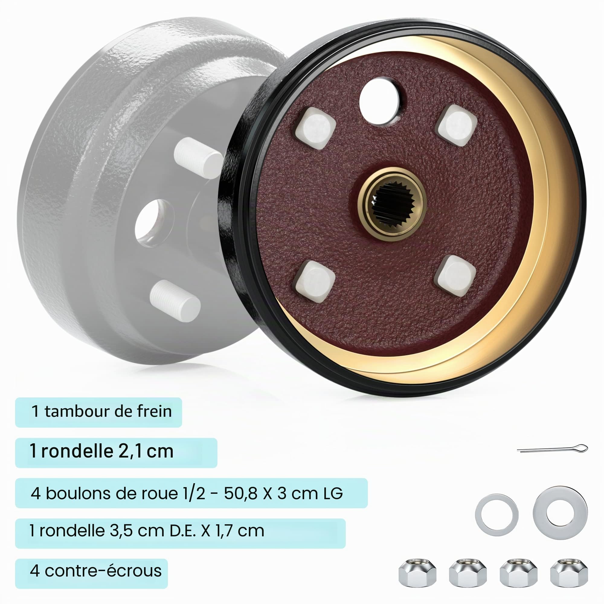 10L0L Moyeu de Tambour de Frein pour Chariot de Golf EZGO TXT PDS 1982 et modèles à partir de 1982 à 1993, remplace la pièce d'origine # 19186G1P