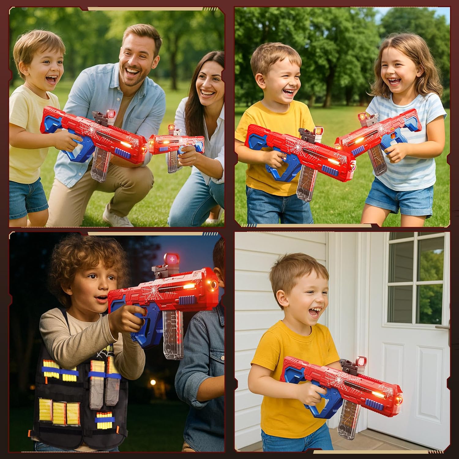 Toy Gun Soft Bullet W/Vest Set, Electric Toys Foam Blaster with 2 Batteries for 6 7 8 9 10 Year Old Boys, Shooting Game W/Light & 100Pcs Darts, Cool Toys for Ages 5-7 8-12 Boys Birthday Gifts