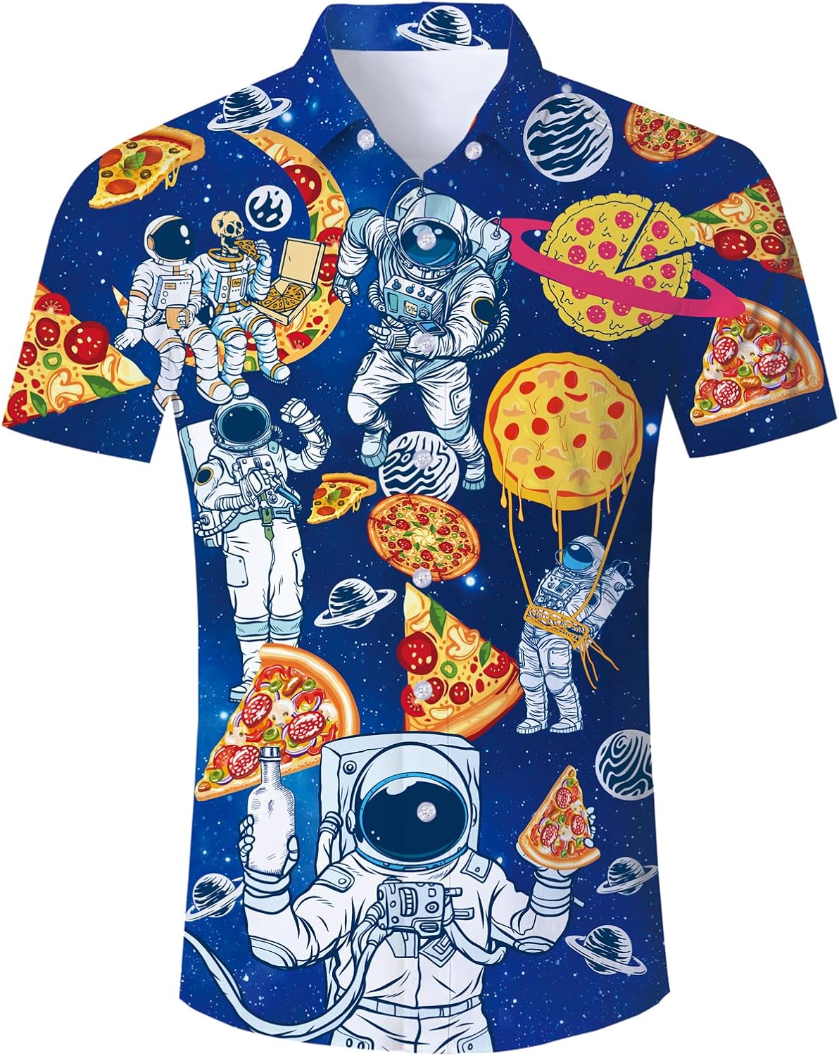 Mens Dress Shirt Short Sleeve Novelty 3D Pattern Holiday Summer Slim Fit Top