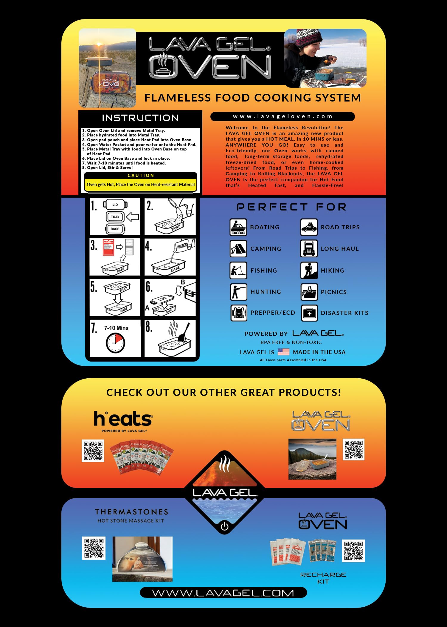 Oven Recharge Kit - Contains 10 Water Packs & 10 Heat Pads for Food - Portable Food Warmer - Innovative Food Heating Pad - Keep Food Warm with This Hot Pack- Compact & Efficient Food Warmers