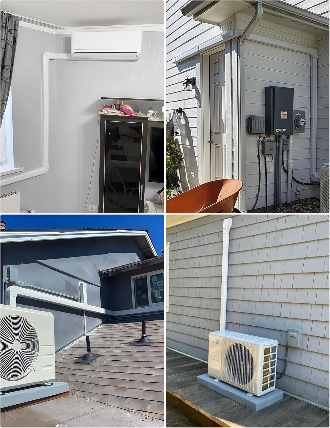 Mini Split Line Set Cover: 3" 17Ft Line Set Cover Kit for Minisplit with Flexible Duct, Decorative Lineset Hide Cover Kit for Air Conditioner, HVAC, Heat Pumps, Central AC Pipe, White
