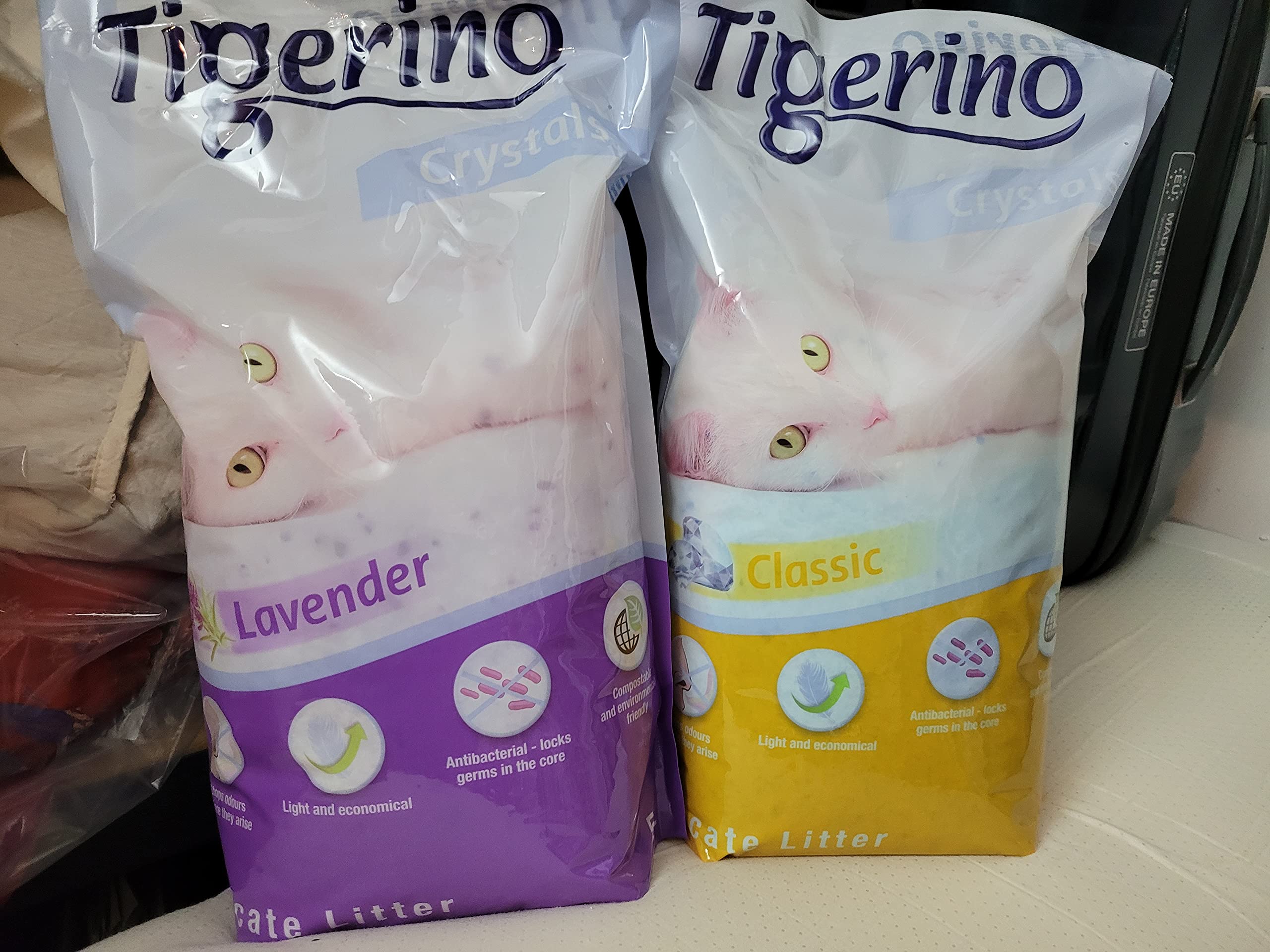 tigerino 6 x 5 Liters Silicon Litter Tray Crystals Now scented with lavender! Quickly removes odours, has high absorbent power and excellent yield. Eco-friendly!