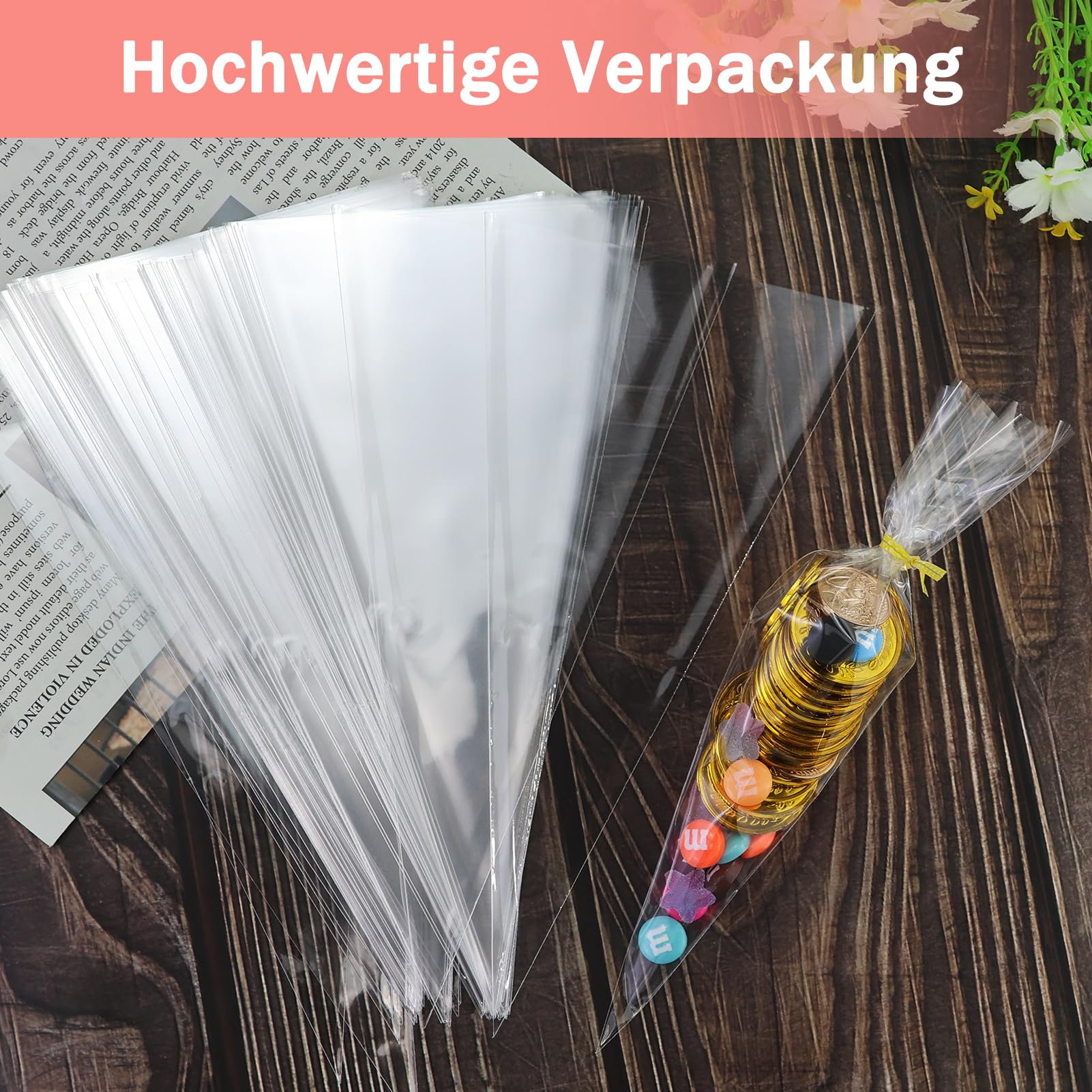 100pcs Sacchetti Cellophane 15 x 25 cm Sacchetti trasparenti per