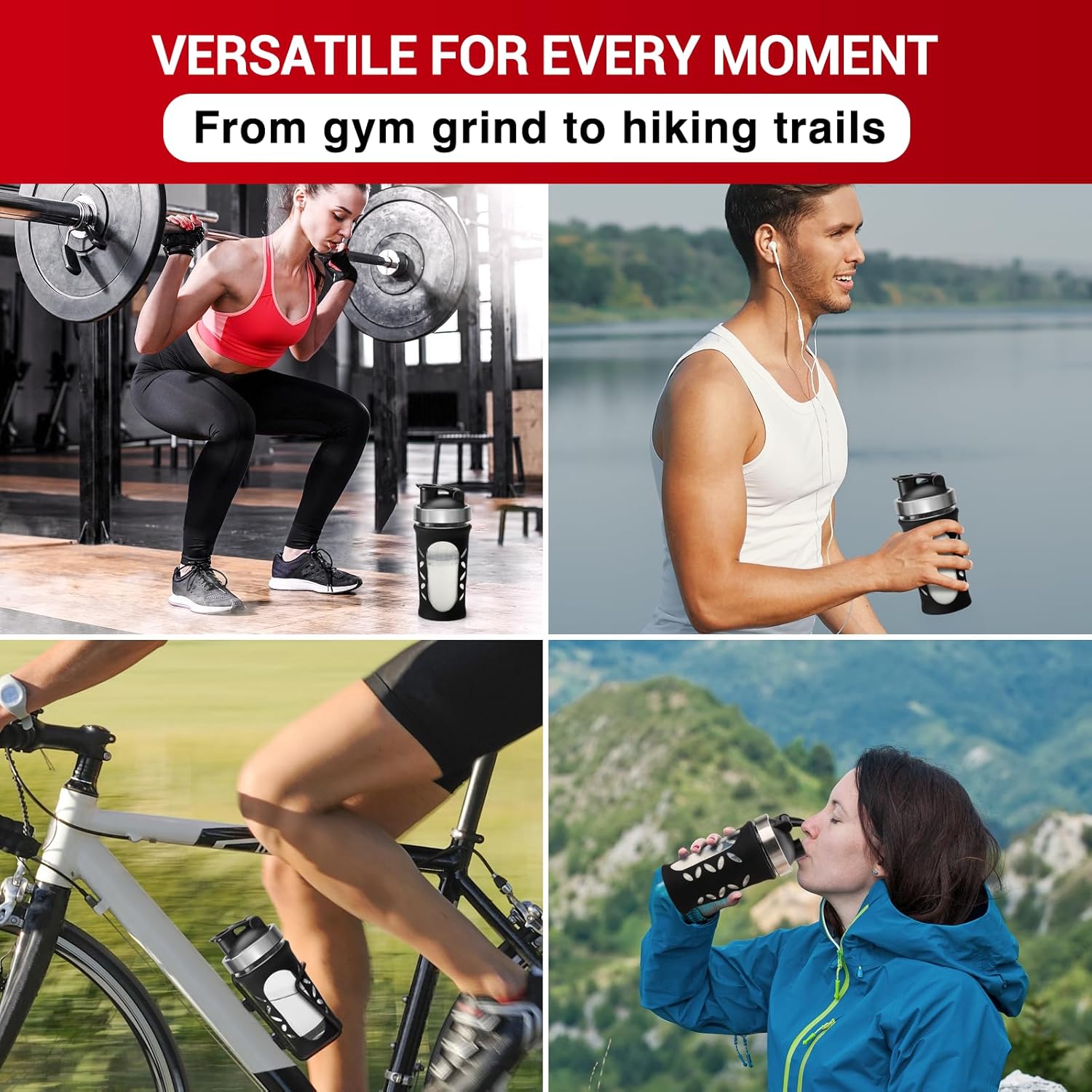 Glass Protein Shaker Bottle for Protein Mixes and Shakes - 635ml 20oz, BPA-Free Shake Bottle, Leak-Proof Glass Shaker Blender - Mixer for Gym, Durable Shaker - Image 8