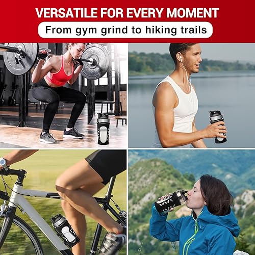 Miniatura 8 de Botella mezcladora de proteínas de vidrio para mezclas y batidos de proteínas, 24 onzas, botella batidora de proteínas sin BPA, licuadora de