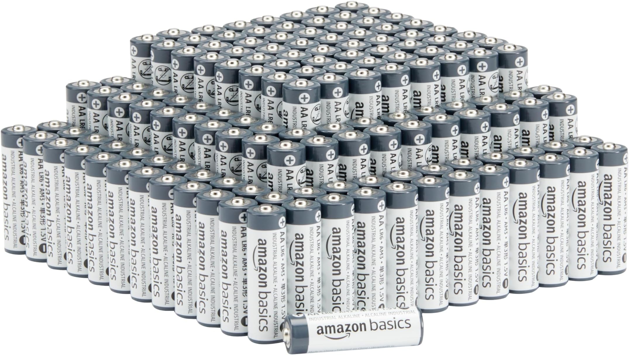 Amazon Basics 150-Pack AA Industrial Alkaline Batteries, 1.5 Volt, 5-10 Year Shelf Life, Long-lasting Power