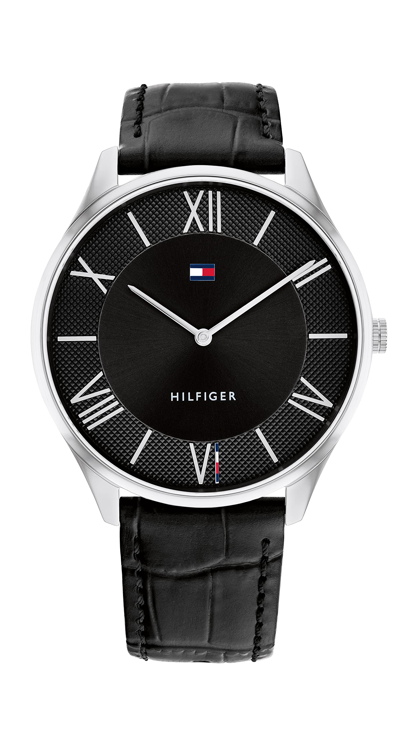 Tommy HilfigerBecker Quartz Basic Slim Black Dial Black Leather Strap Analog Watch for Men
