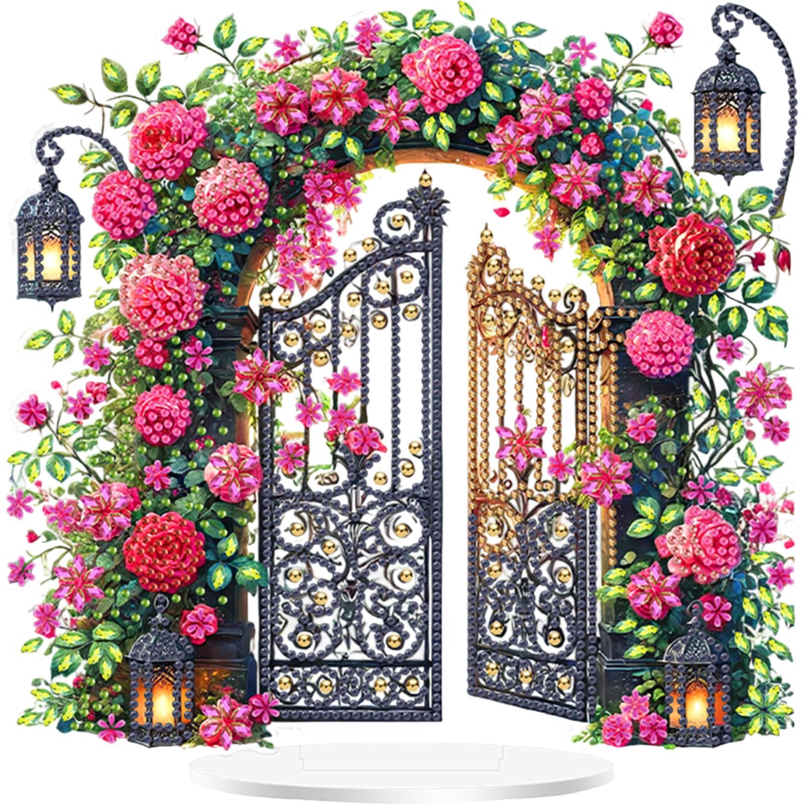 Acrylic Special Shaped Colorful Pattern Diamond Painting Tabletop Ornaments Kit 5D DIY Diamond Art Tabletop Decorations for Table Decoration