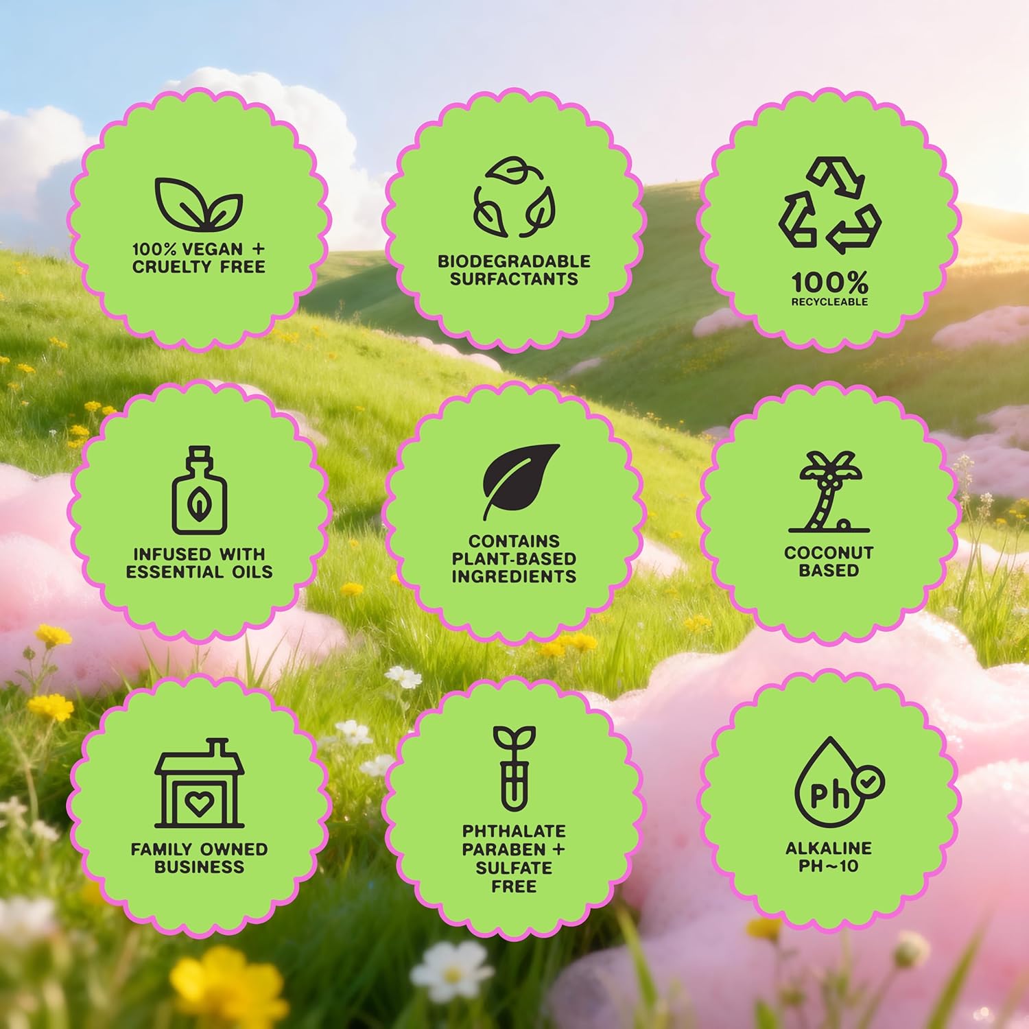 Magic Foam - Satisfying Pink Foaming All-Purpose Cleaner - 500ml Each (Pack of 3)