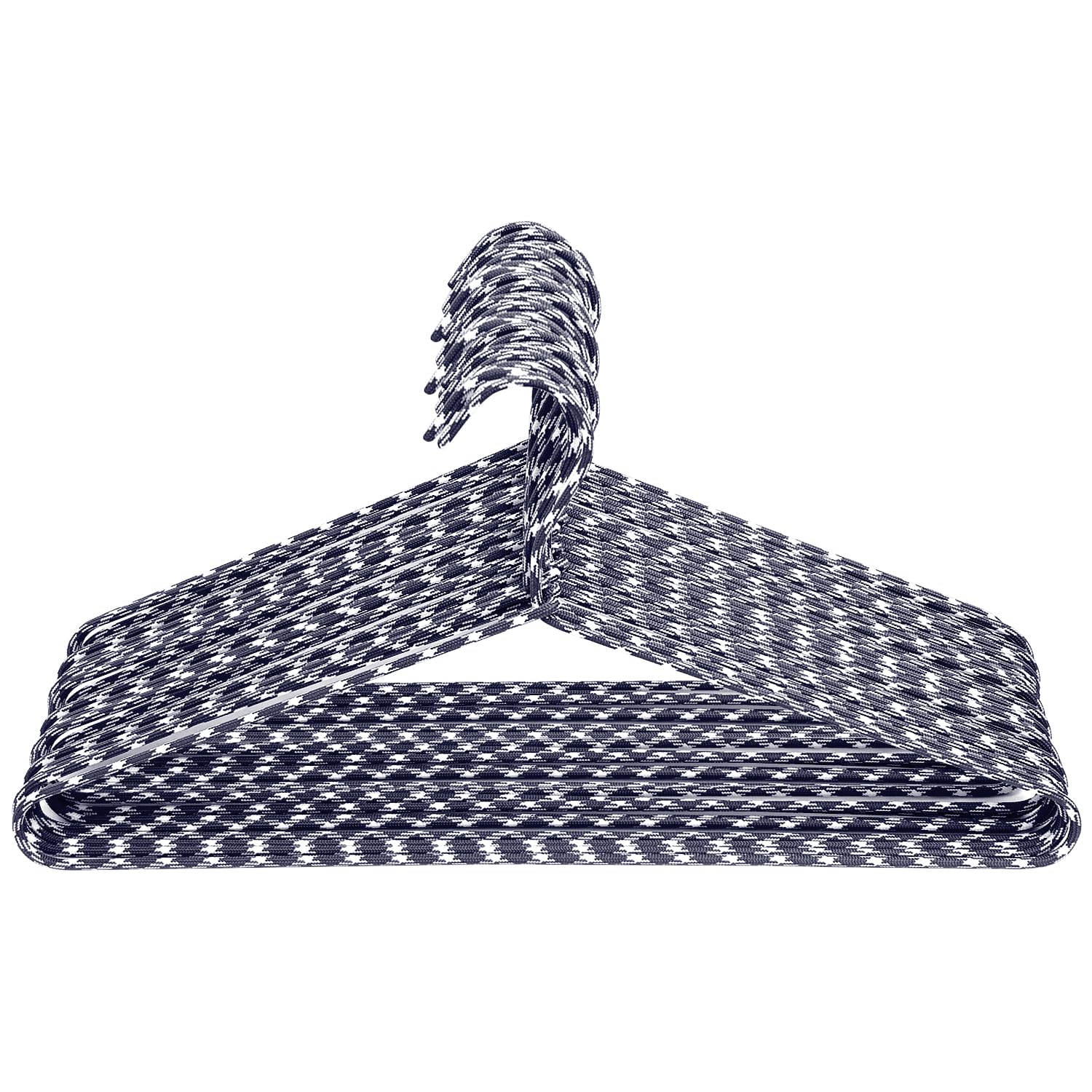 Kleiderbügel, 30 Stück, stilvoll, mit Stoff umwickeltes Metall, platzsparend, für Mantel, Samt, Hosenbügel für Schrankorganisation, langlebig, rutschfest, marineblau/weiß,