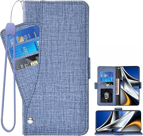 Asuwish Funda de teléfono para Xiaomi Poco X4 Pro 5G Funda tipo cartera con protector de pantalla de vidrio templado y correa para la muñeca,