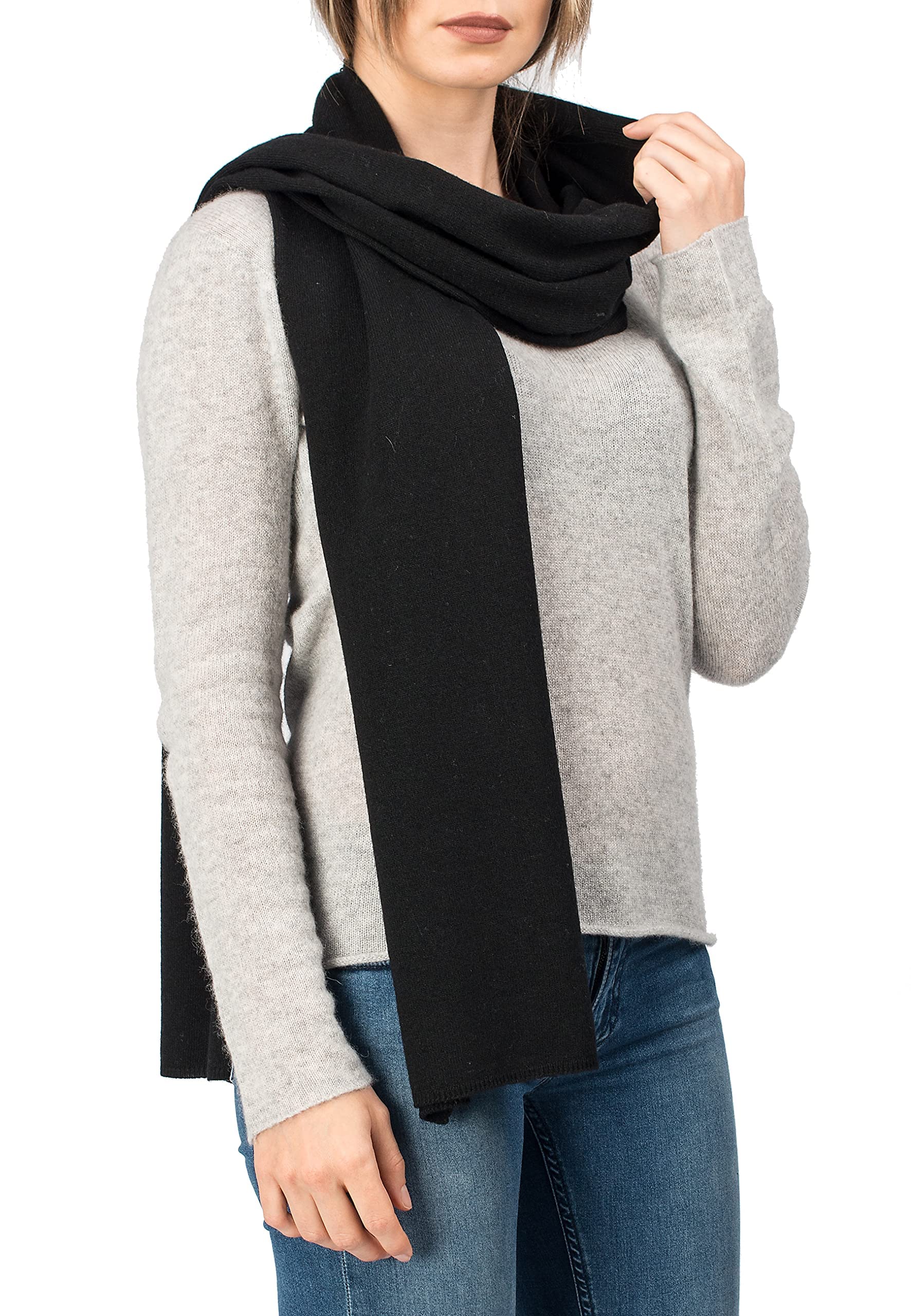 Dalle Piane Cashmere Damen Schal Uni Kaschmir-Woll-Mix | Halstuch für Büro, Abend und Reisen, 190x30 cm, vier Jahreszeiten, Geschenk für Sie, Made in Italy