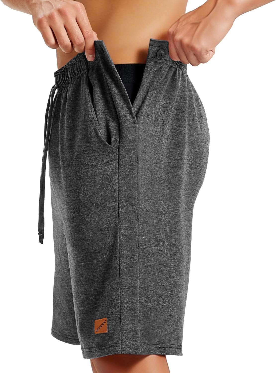 Men's Tear Away Shorts Hip/Knee Surgery Recovery Must Haves 8" Cotton Snap Pants Deep Pockets Adaptive for Elderly