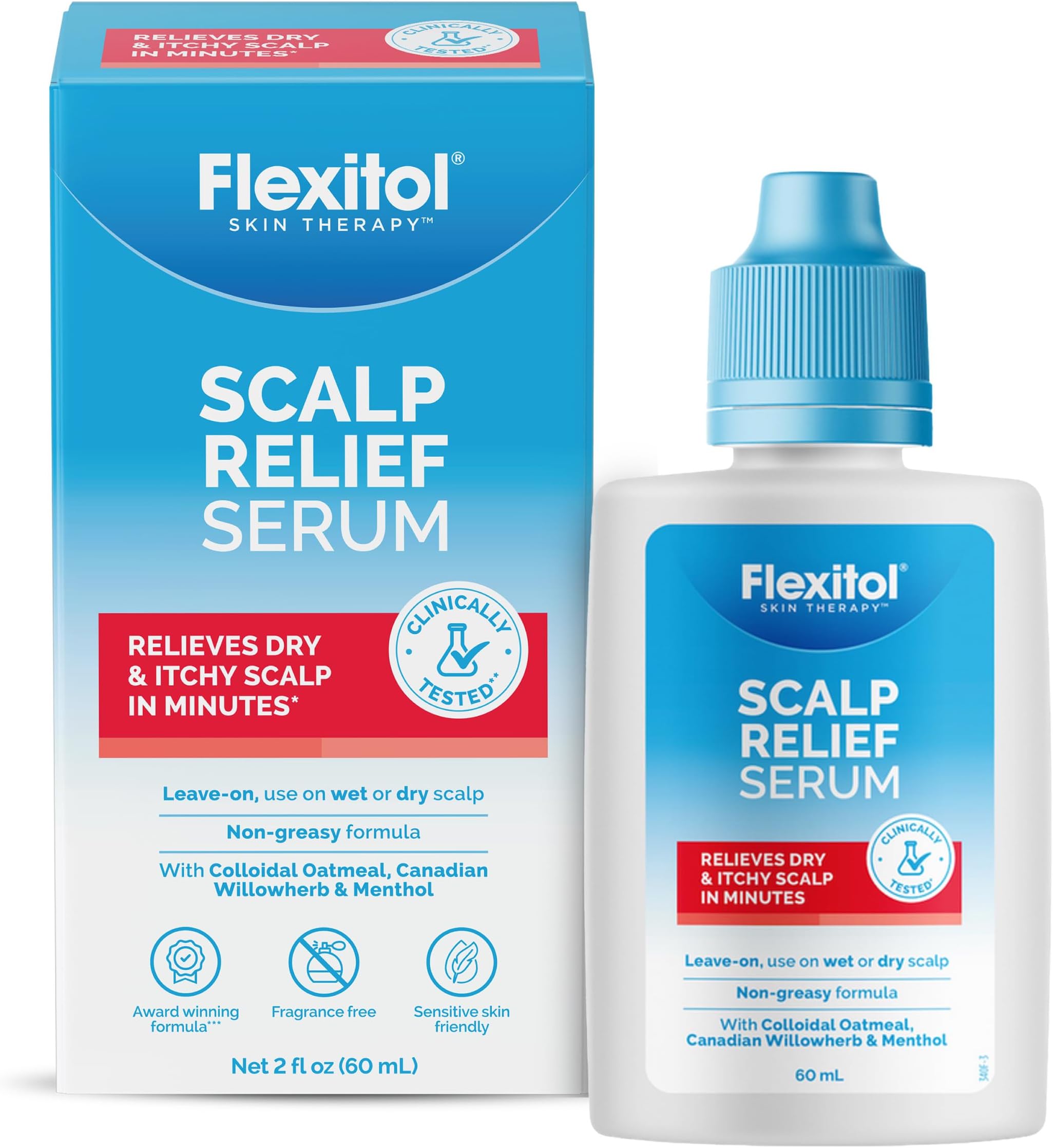 Flexitol Scalp Relief Serum for Itchy Scalp with 2% Colloidal Oatmeal, 2 Ounce