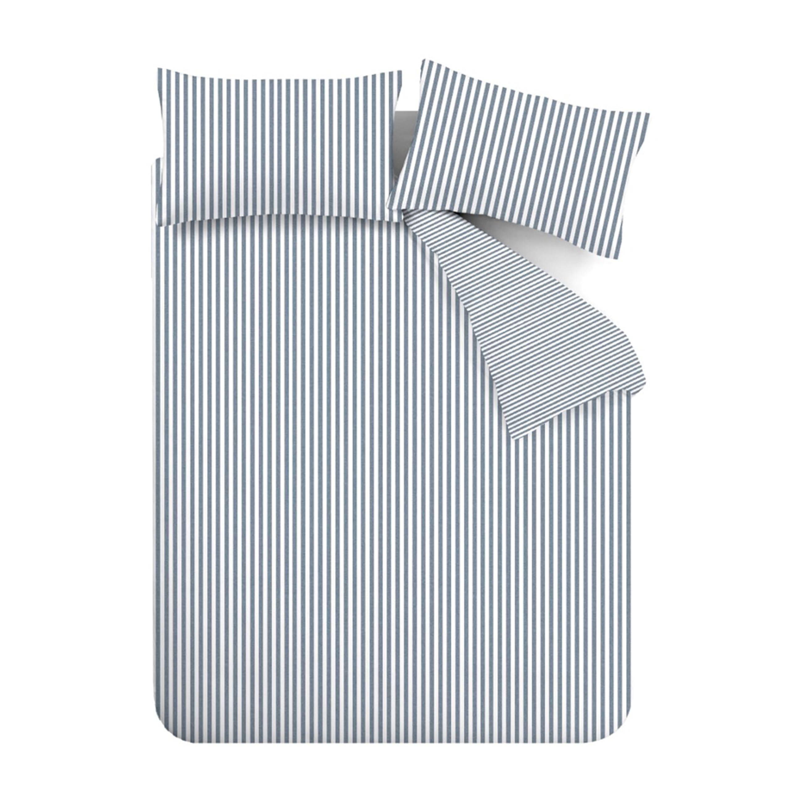Catherine Lansfield Juego de Funda de edredón Reversible de algodón Cepillado con Fundas de Almohada, Color Azul