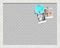 Vista 275 de PinPix Tablero de anuncios de corcho de 12 x 12 pulgadas. Este tablero decorativo enmarcado viene con diseño de círculos B W y un marco blanco