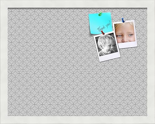 Miniatura 275 de PinPix Tablero de anuncios de corcho de 12 x 12 pulgadas. Este tablero decorativo enmarcado viene con diseño de círculos B W y un marco blanco