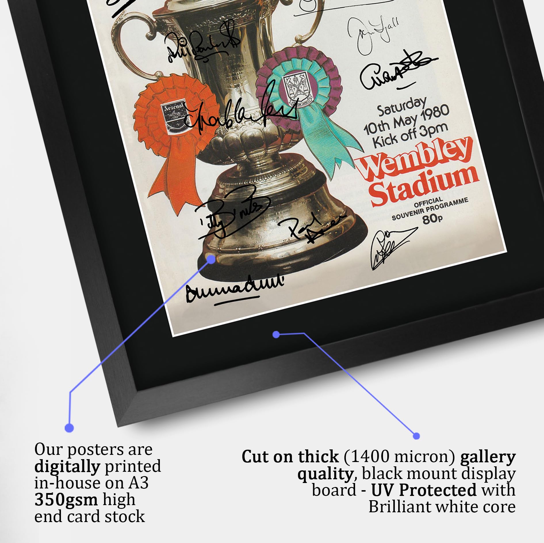 HWC Trading FR A3 The Hammers FA Cup 1980 Winners Programme Printed Memorabilia Signed Autograph Poster for Football Fans and Supporters - Image 4