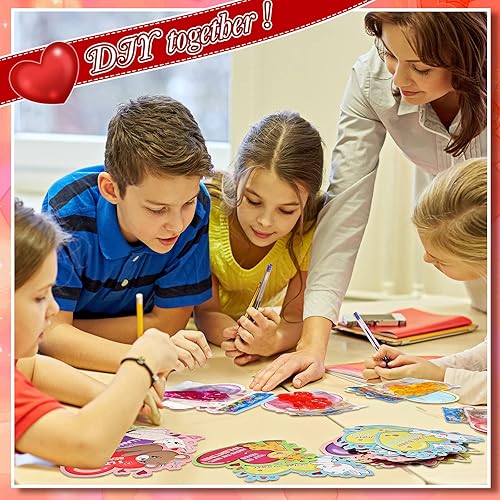 Miniatura 7 de Tatuo Paquete de 36 tarjetas del día de San Valentín, tarjetas de animales lindos de San Valentín, intercambio de manos adhesivas para intercambio