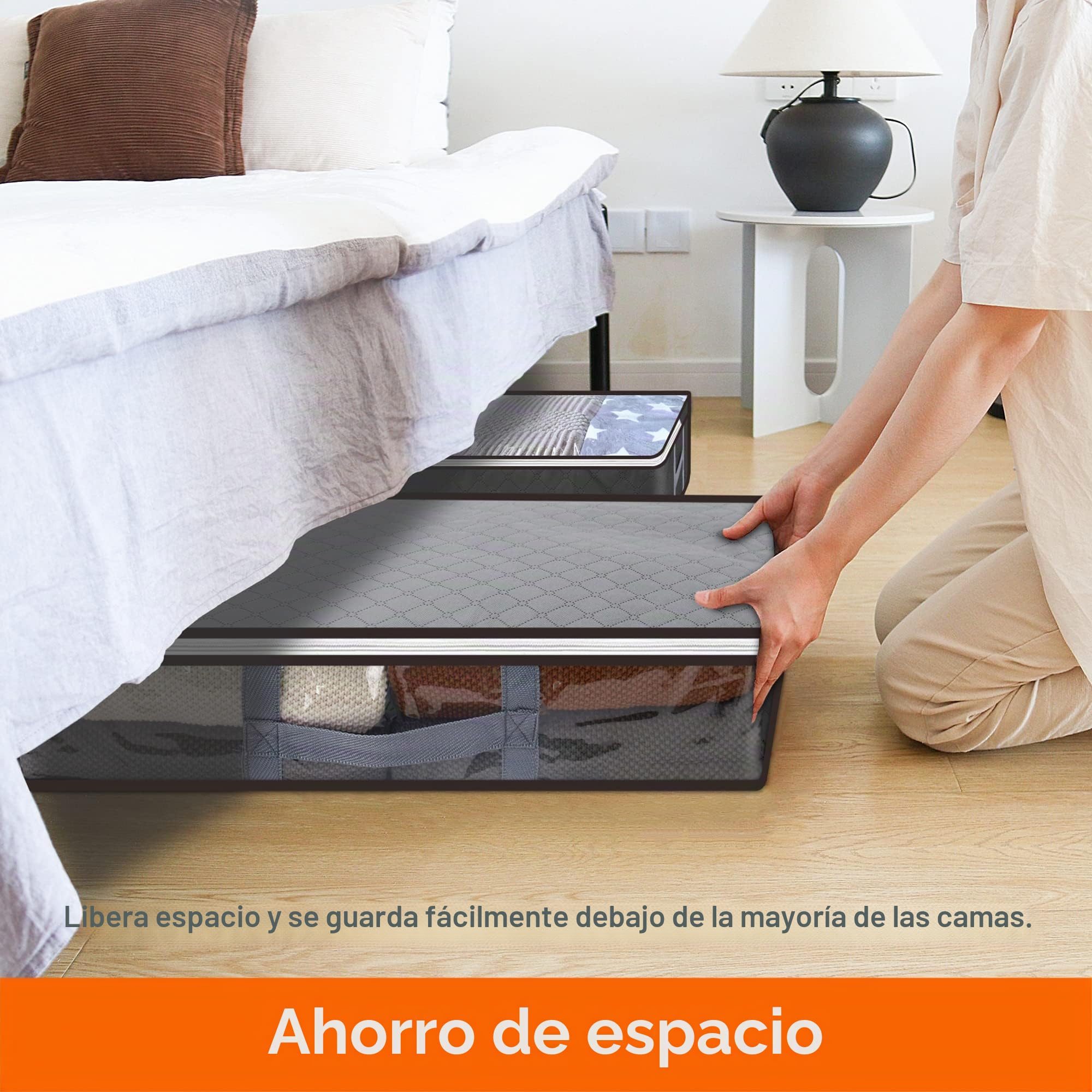 Vieshful Bolsas Almacenamiento 40L 6 Piezas Plegables Transparentes, Gris