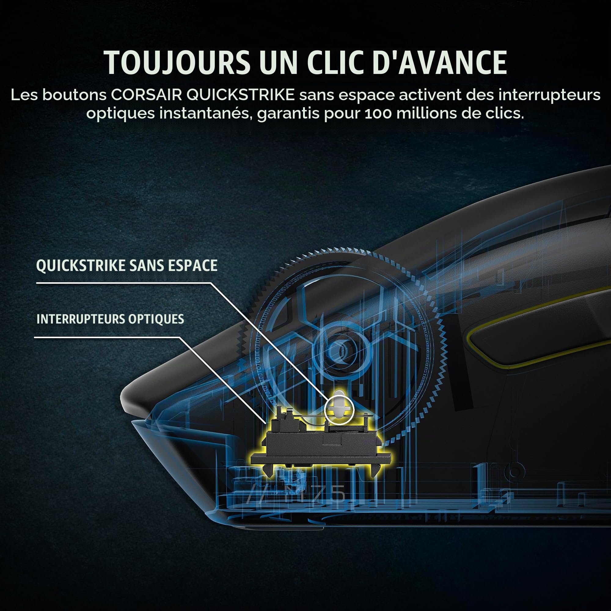 Corsair M75 Souris de Jeu sans Fil RVB légère FPS - 26 000 DPI - Boutons latéraux interchangeables - Compatible iCUE - PC - Noir