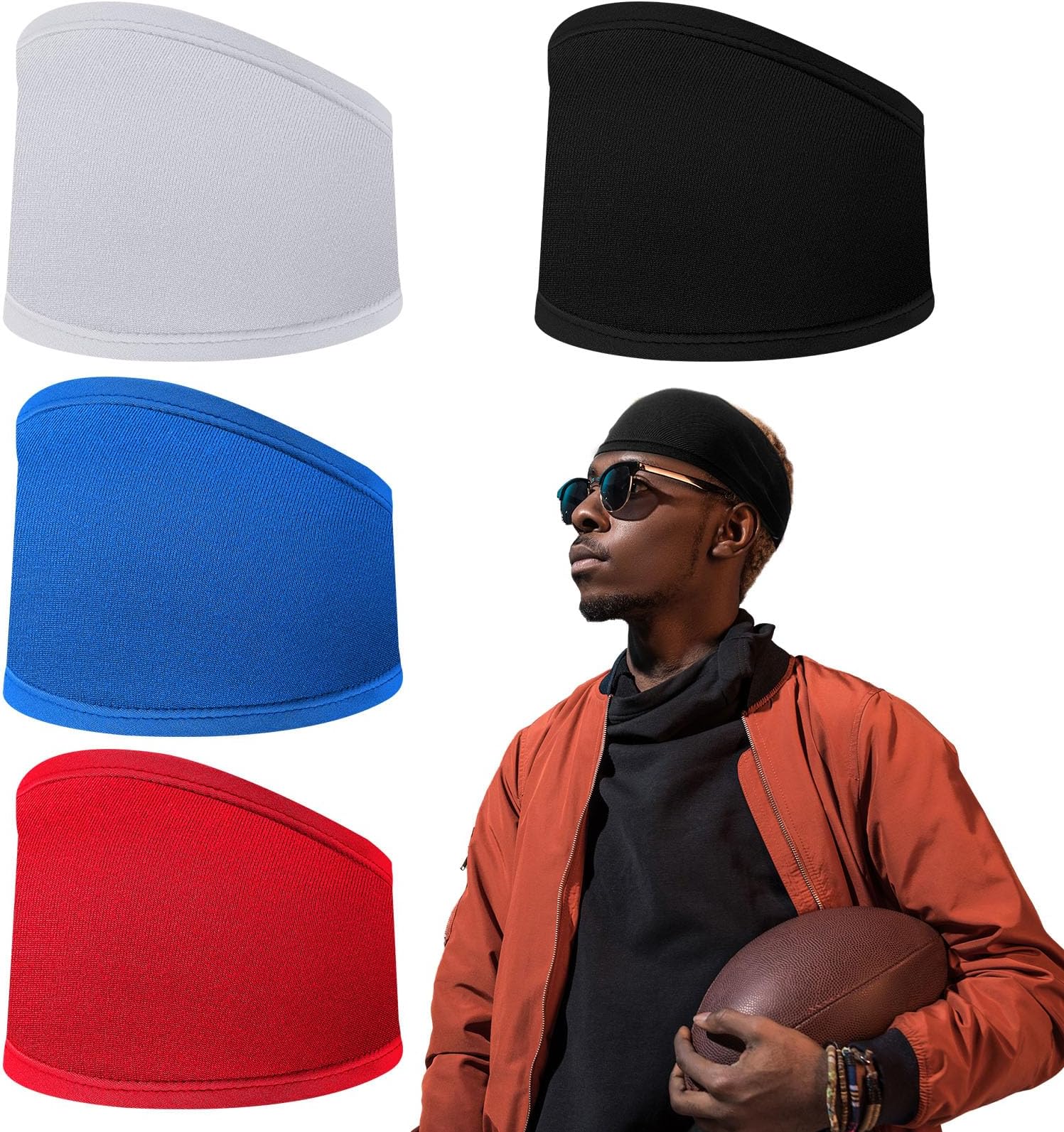4 Pcs Skull Wrap Headband for Men Football Sweat Band Sport Head Wrap Bandana Under Helmet Accessories