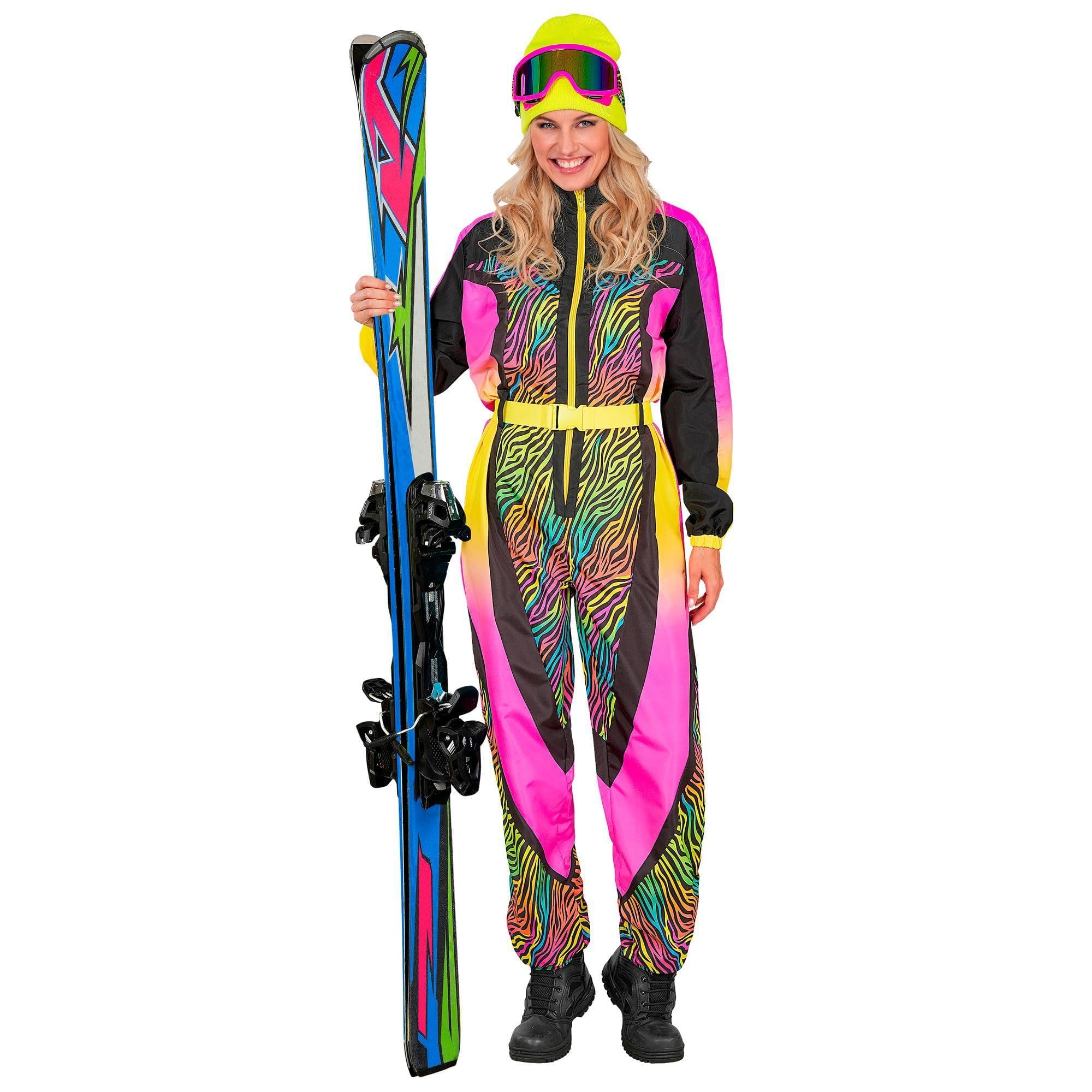 W WIDMANN MILANO Party Fashion - Women's Ski Suit, Jumpsuit with Belt, Animal Pattern Costume, for Carnival, Après-Ski & Festival