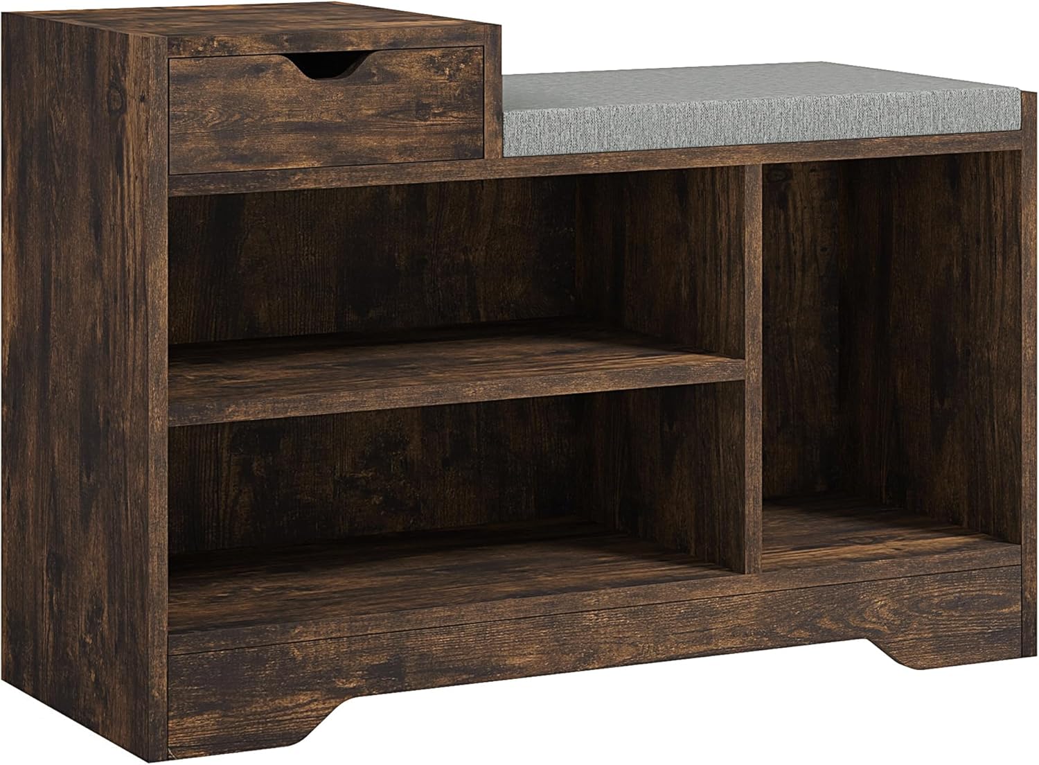 Shoe Storage Bench, Shoe Rack Bench with Seating Cushion, Drawer