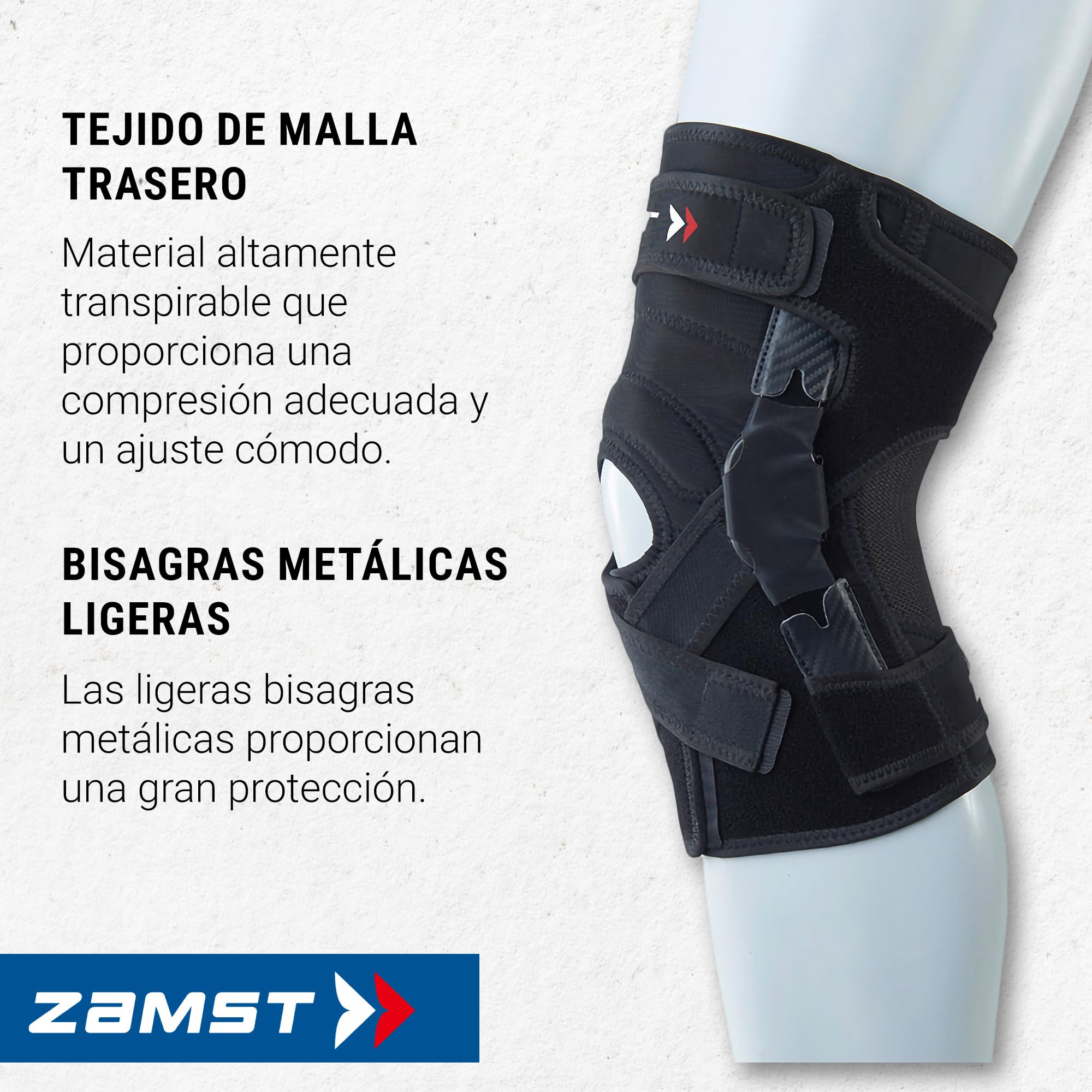 Zamst ZK-X Rodillera Deportiva - Rodillera de Compresión Extrafuerte para Hombres y Mujeres con Bisagras de Metal, para Esguinces de Ligamentos Moderados a Severos de LCA, LCM y LCL - S