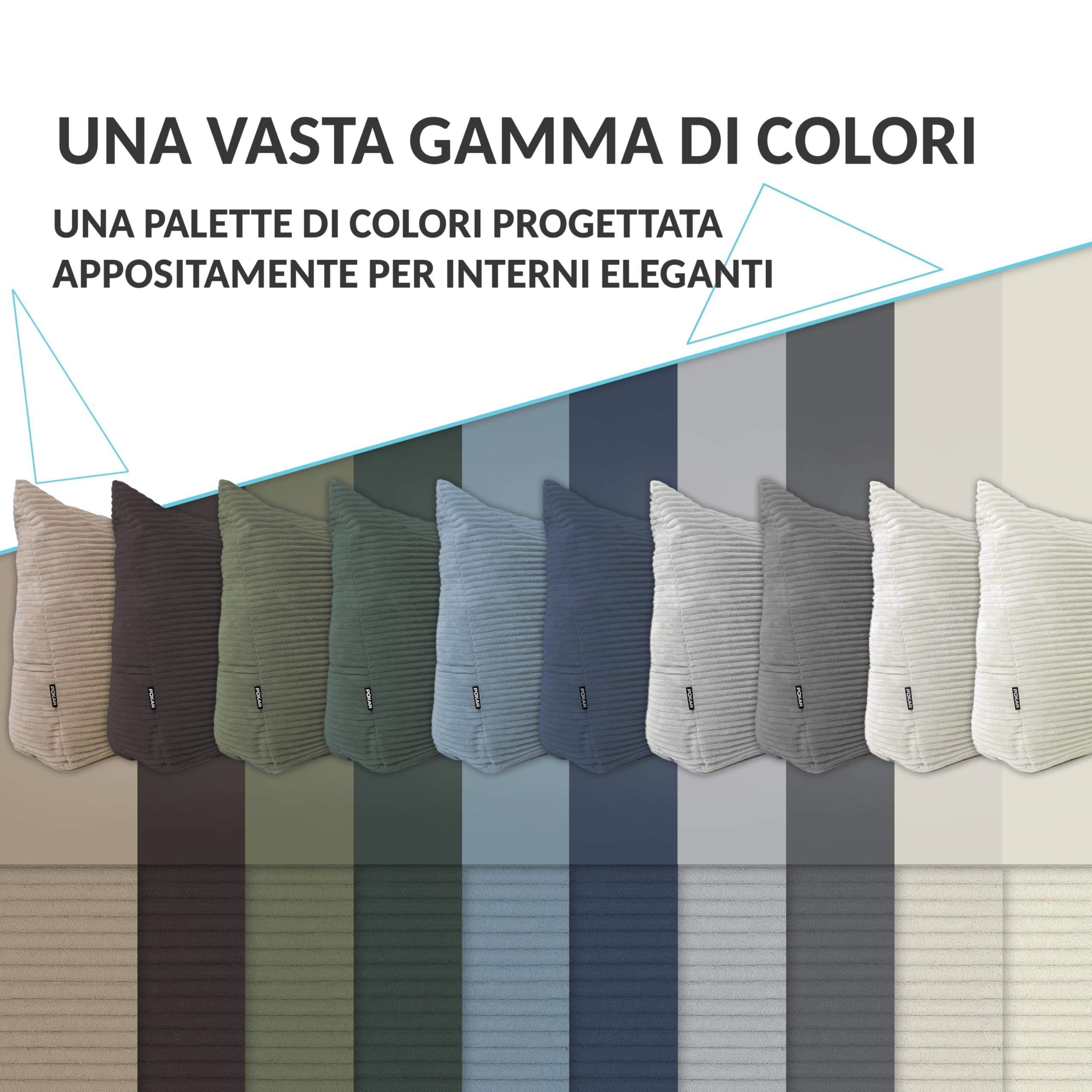 POKAR Cuscino da Lettura 150x50x20 cm | Cuscino Schienale Divano in Velluto Corduroy con Appoggio Schiena Grande | Cuscino Triangolare Cuneo Testata Letto | Certificato Oeko Tex 100 | Beige