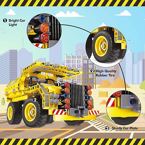 Miniatura 4 de 361 piezas 2 en 1 de hélice voladora modelo de avión y camión volquete, bloques de ladrillo de construcción, ingeniero transformador de bricolaje,