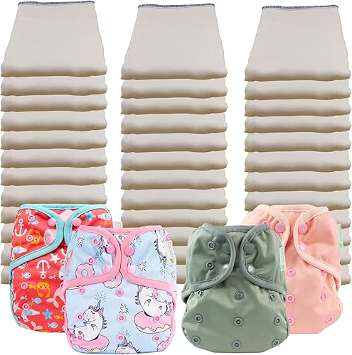 Miniatura 9 de OsoCozy Paquete de pañales de tela preplegados económicos: 3 docenas de pañales preplegados 100% algodón sin blanquear y 4 fundas de pañales de