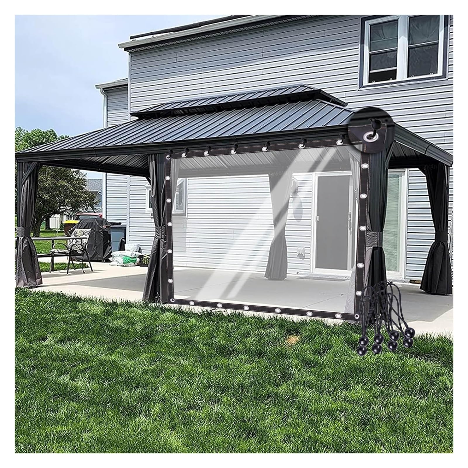 Waterproof Transparent Pergola Side Panels for Outdoor Garden Patio Gazebo Customizable and Clear 7'x7'/2x2m