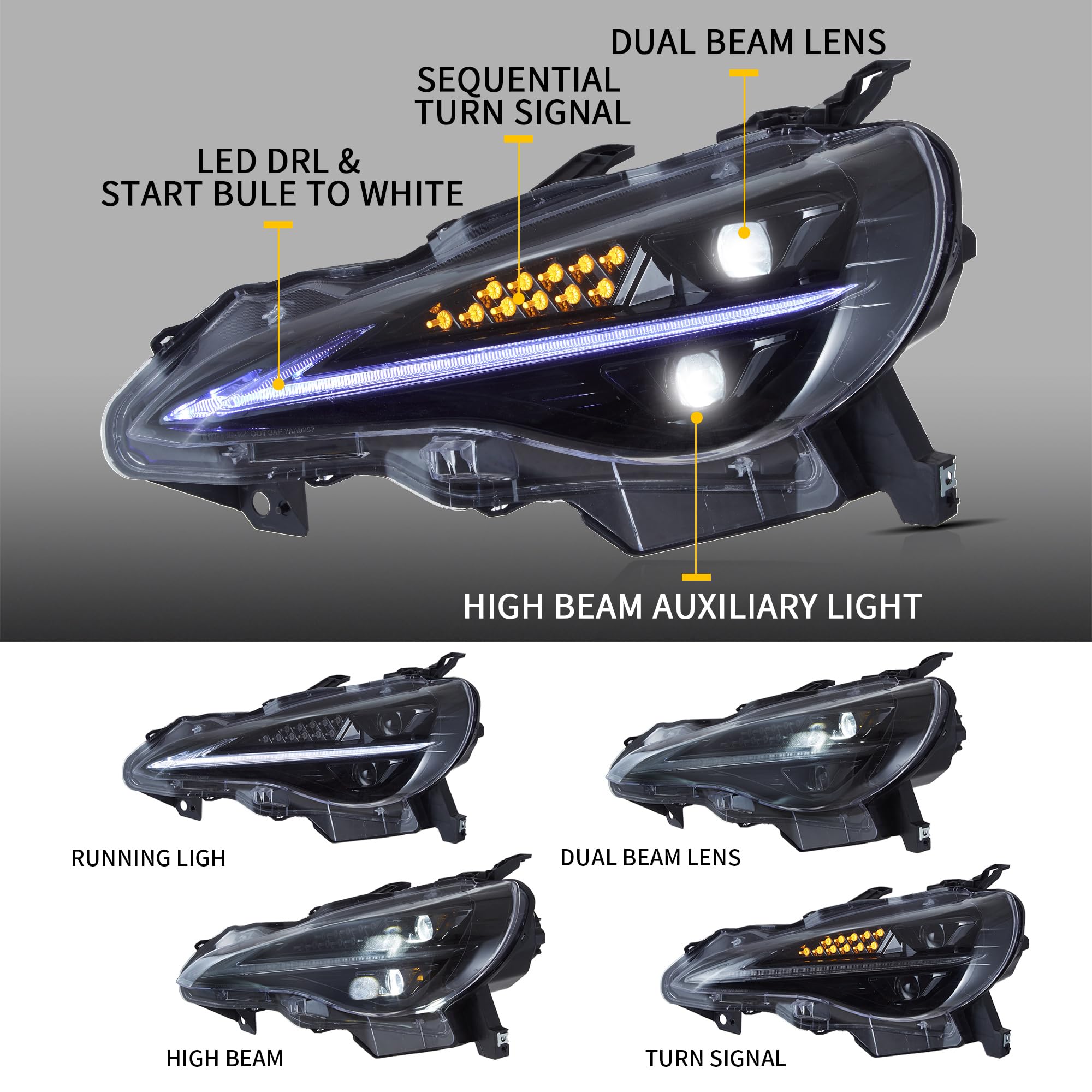 Amazon.com: VLAND LED Headlights For 2012-2020 Toyota 86 GT86