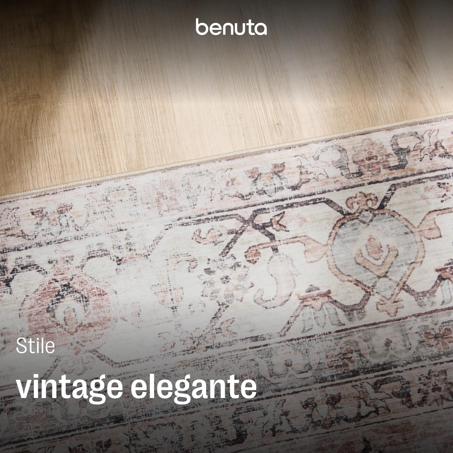 benuta Basic Tappeto Salotto George - Crema/Talpa 160x230 cm - Lavabile - Fibra sintetica - Rettangolare & Stile: Vintage - Per camere da letto, sale da pranzo, soggiorni - facile da pulire