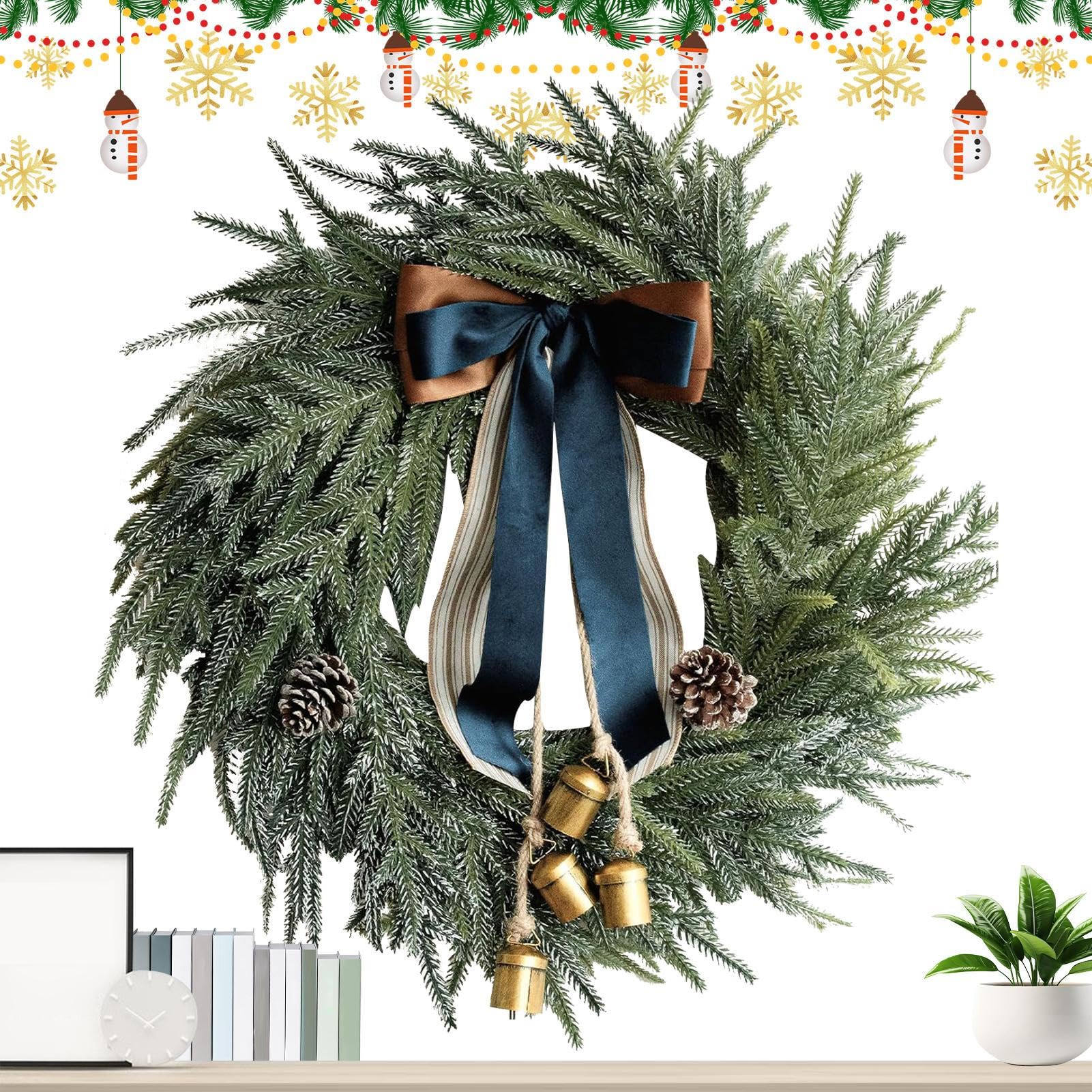 Couronne de Noël d'intérieur sans perte d'aiguilles pour entrée propre
