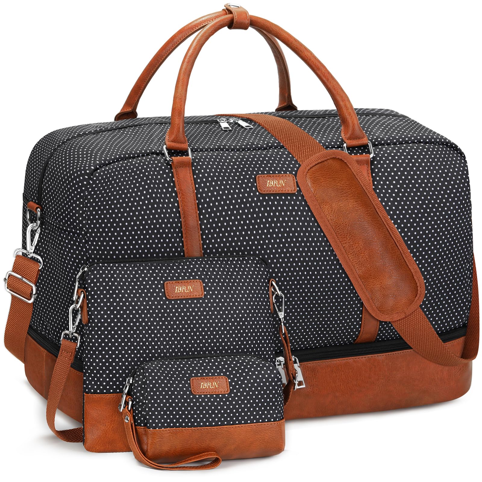 IBFUN Weekender Bags for Women, 21" Weekender Travel Bag, Travel Duffle Bag with Shoe Compartment Carry on Overnight Duffel Bag for Weekend Travel