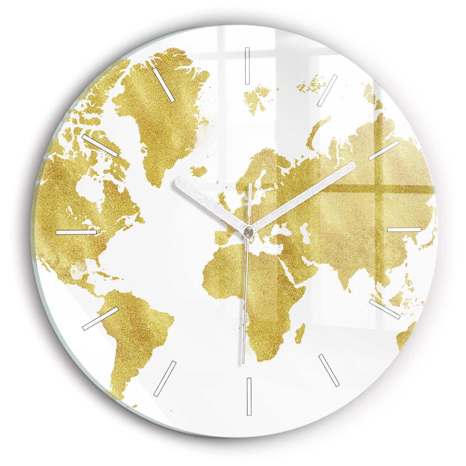 Horloge en verre carte d'or du monde Wallfluent un cadeau élégant et unique