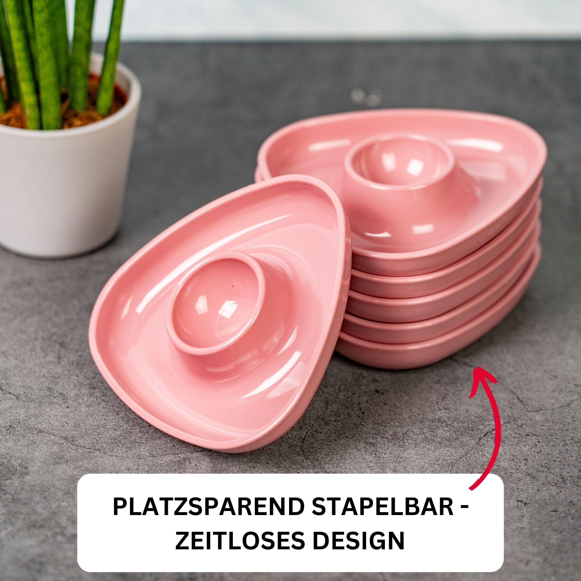 Westmark 6 Eierbecher, Dreieckig, Stapelbar, Hochwertiger Kunststoff, Tri, Rosa, 207022EP Küche, Haushalt & Wohnen