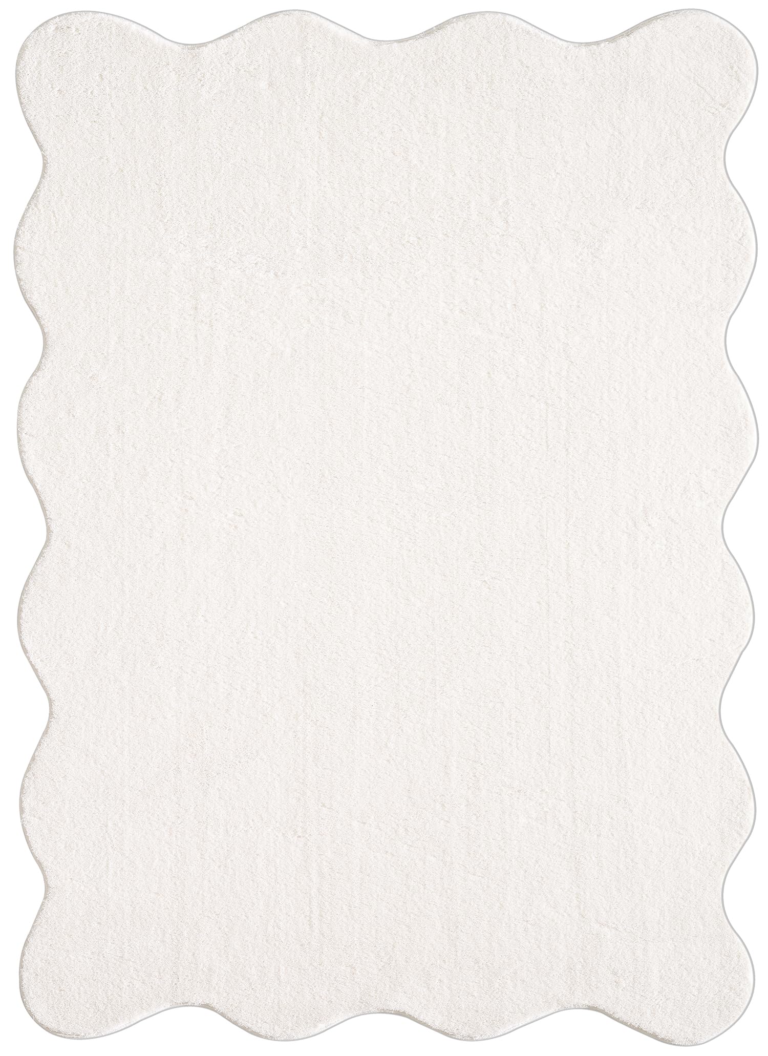 the carpet Lina Shape Scallop Alfombra, Piel sintética, Alfombra mullida, Base Antideslizante, Lavable, súper Suave, Crema, 160 x 220 cm