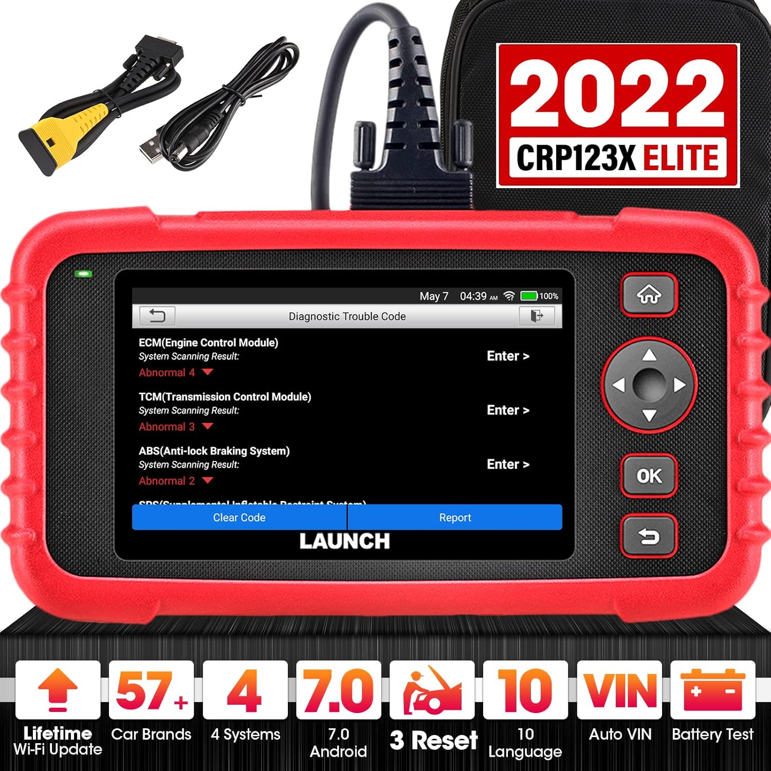 LAUNCH CRP123X Elite Lifetime Free Online Update scan Tool, SAS Calibration/Throttle Reset/Oil Reset OBD Scanner Diagnostic Tool, ABS SRS Transmission Car Scanner, Battery Test, Auto VIN : Automotive