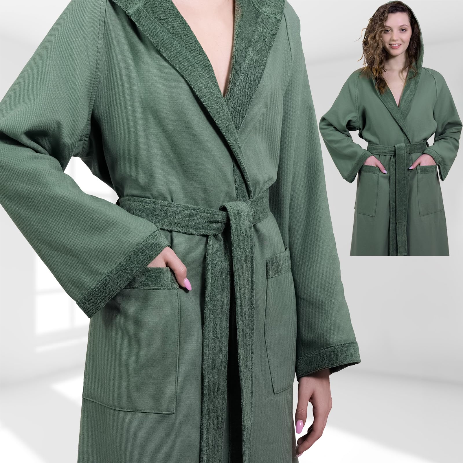 nice homeit Accappatoio Donna e Uomo in Spugna 100% Cotone - Accappatoio Super Assorbente con Cappuccio - Morbido, Leggero, Anti-Pilling, Made in Italia