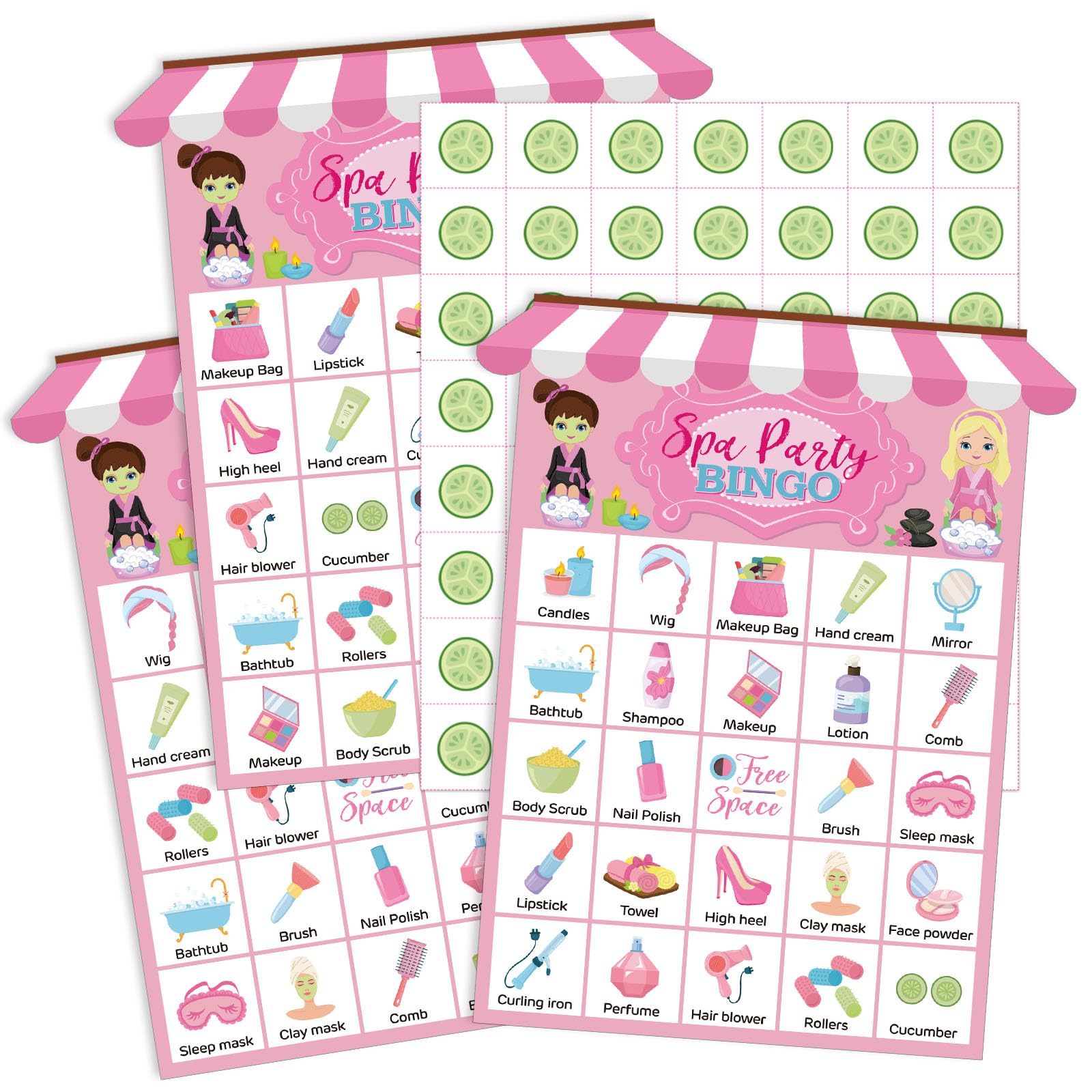 Photo 1 of Liliful 35 Pcs Spa Party Bingo Game 24 Players Makeup Party Bingo Cards Beauty Themed Games for Women Sleepover Spa Day Birthday Favors Family Classroom Activities Supplies(Fashion)