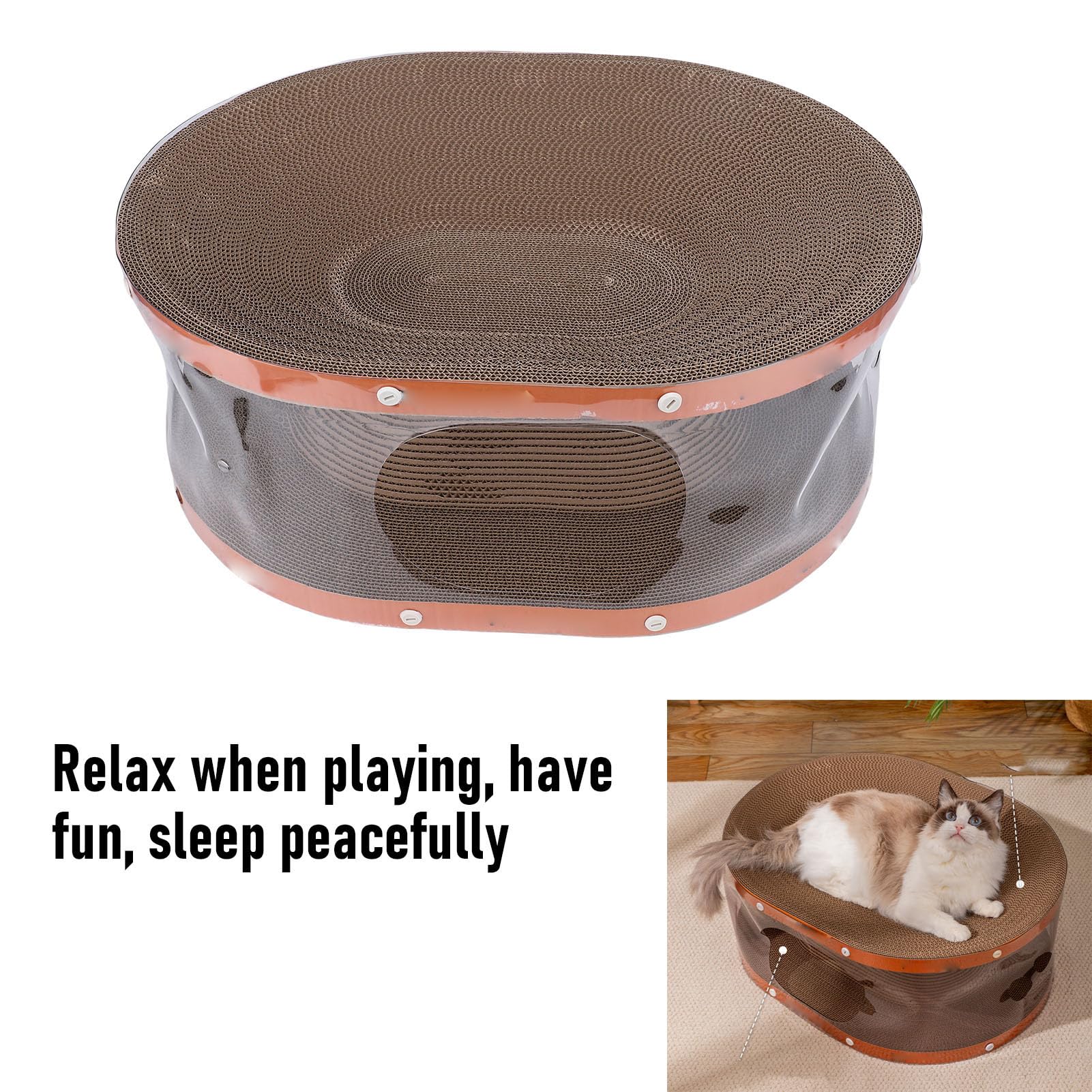 Almohadilla de cama de juguete para gatos, interactiva, divertida, para interiores, multifuncional, soporte de carga suave, cartón corrugado para gatos de 10 kg