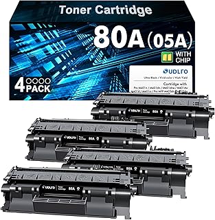 80A Toner Cartridge Black Replacement for HP 80A CF280A 80X CF280X CE505A 05A to use with Pro 400 M401dn M401dne M401n MFP M425dn M425dw P2055DN Printer (Black, 4-Pack)