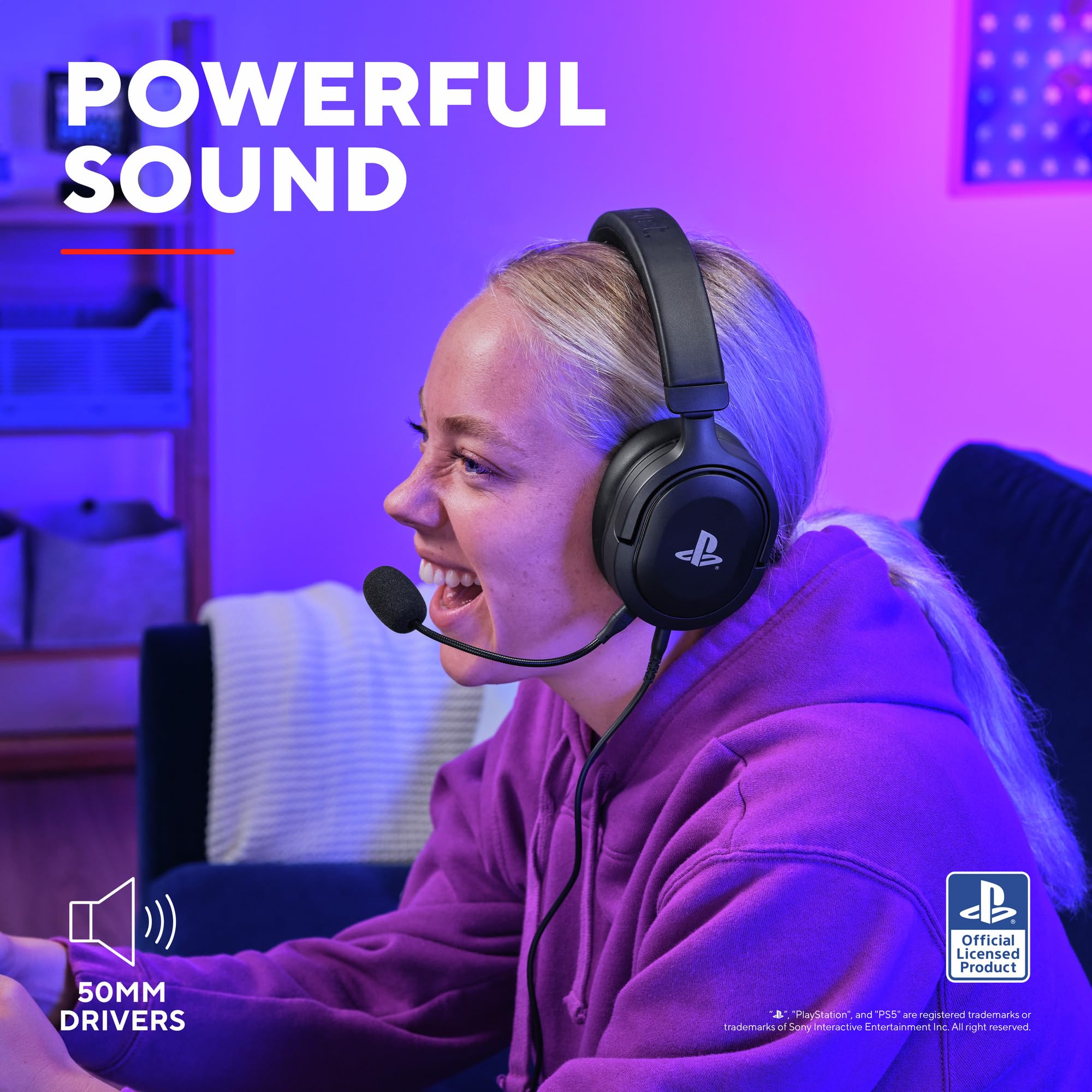 Trust Gaming GXT 498 Forta [oficjalnie licencjonowany na PlayStation 5] Zrównoważony zestaw słuchawkowy do gier PS5/PS4, kabel 1,2 m, sterowniki 50 mm, odłączany mikrofon, przewodowe słuchawki nauszne