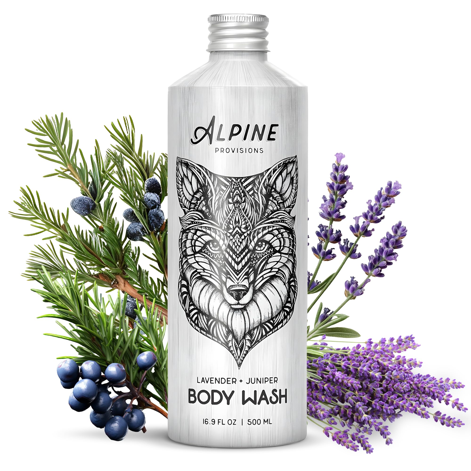 Alpine Provisions Natural & Organic Body Wash with Lavender & Juniper – Moisturizing Shower Gel with Aloe Vera, Coconut Oil & Essential Oils – Vegan,